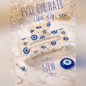 Pearlized Evil Eye Hair Clip – Blue Protection Charm, Trendy Acrylic Claw